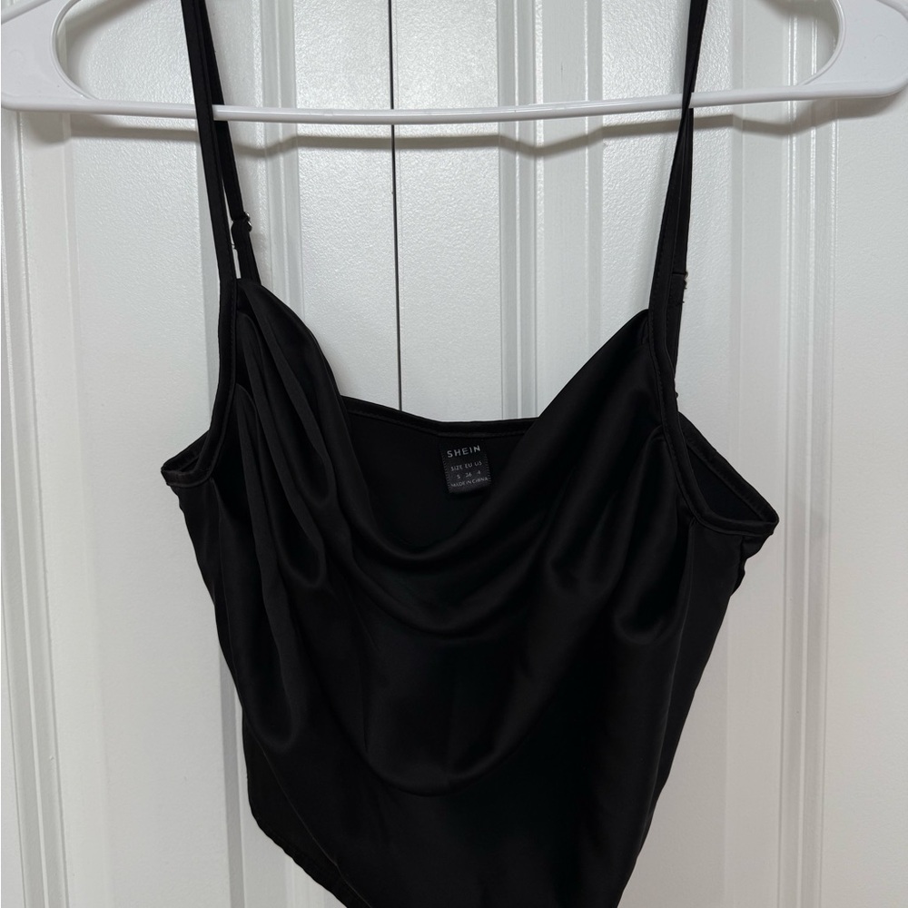 SHEIN Satin Cowl Neck Top